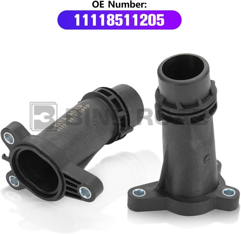 BINB ROAD 11118511205 Black Engine Block Water Pipe Connector Compatible with BMW 1 2 3 4 5 6 7 X1 X2 X3 X4 X5 | Compatible with MINI F55 F56 2013-2019 - Image 2